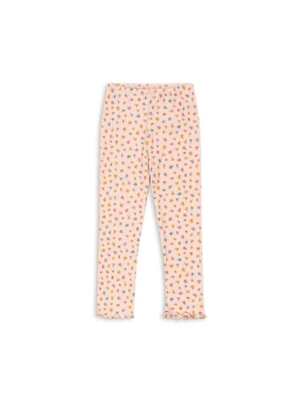 Konges Slojd bloomie blush floral Ribbed pant and top Set with Ruffle Trim 5/6